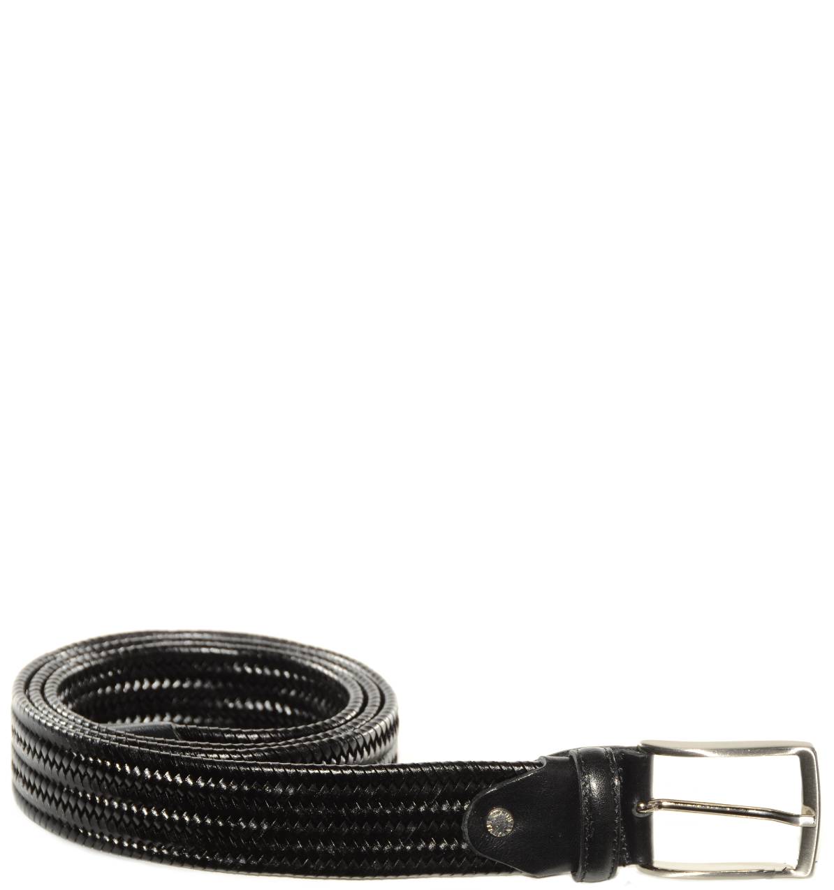 CINTURA PELLE NERA INTRECCIATA CDG003