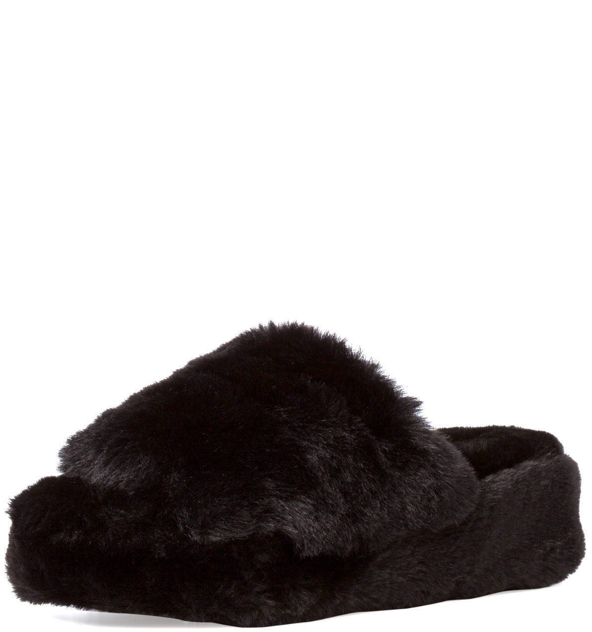 CIABATTA DONNA ECO PELLICCIA NERA 27200