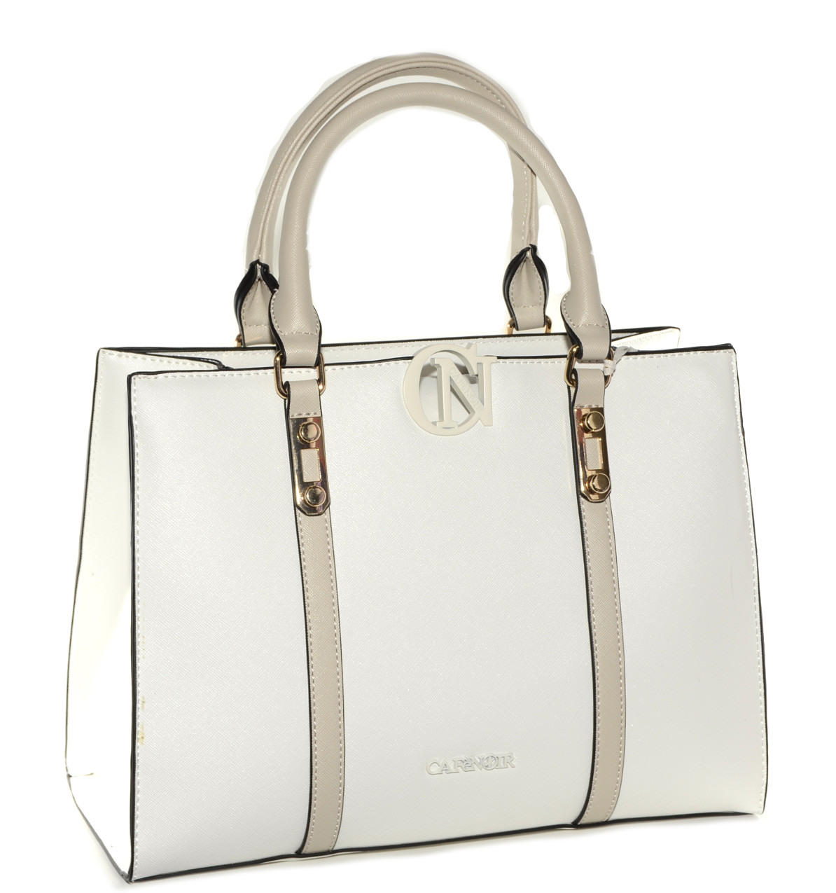 Borsa Logo Bicolore Bianco Beige WF0201