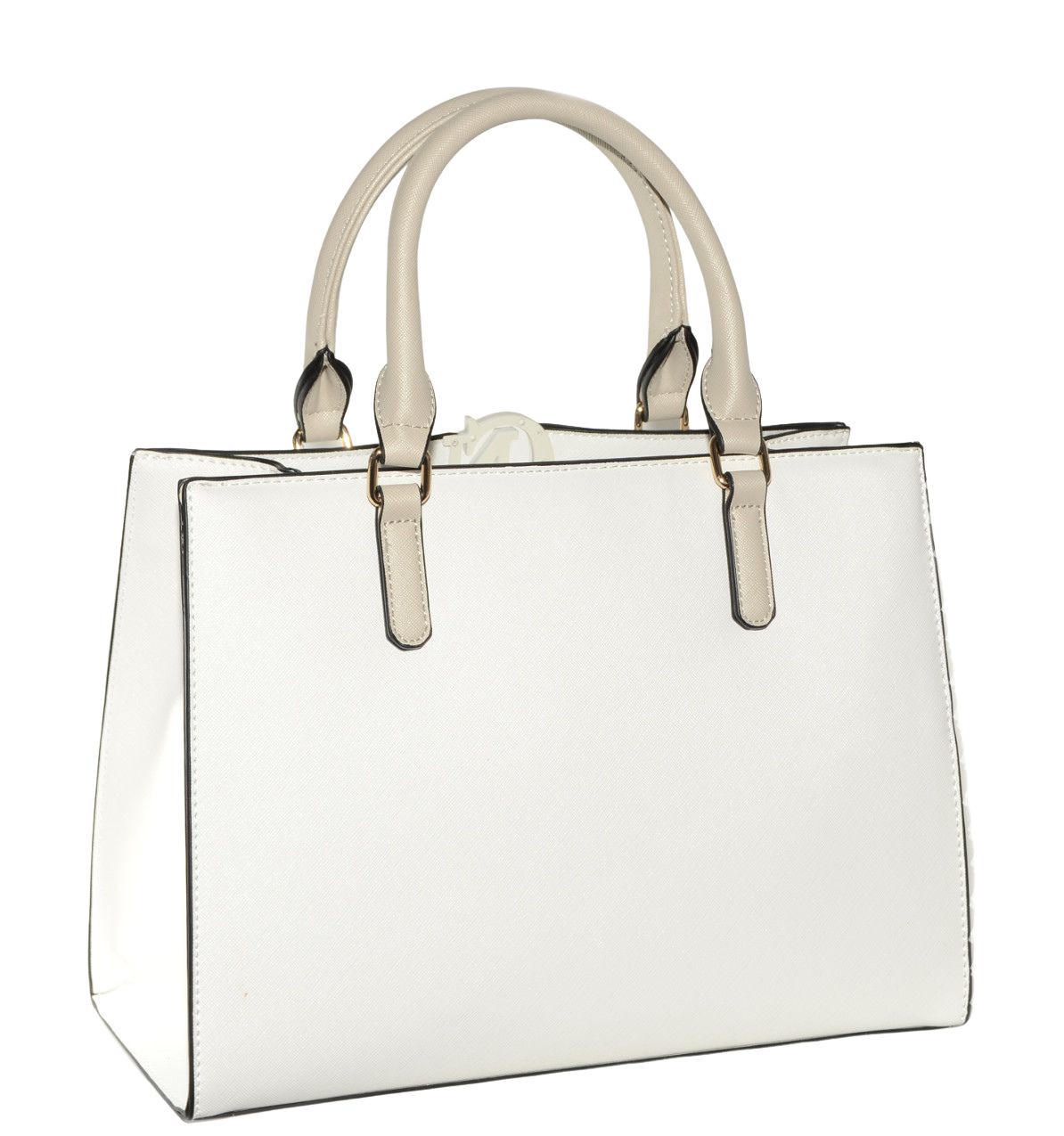 Borsa Logo Bicolore Bianco Beige WF0201 - immagine 2