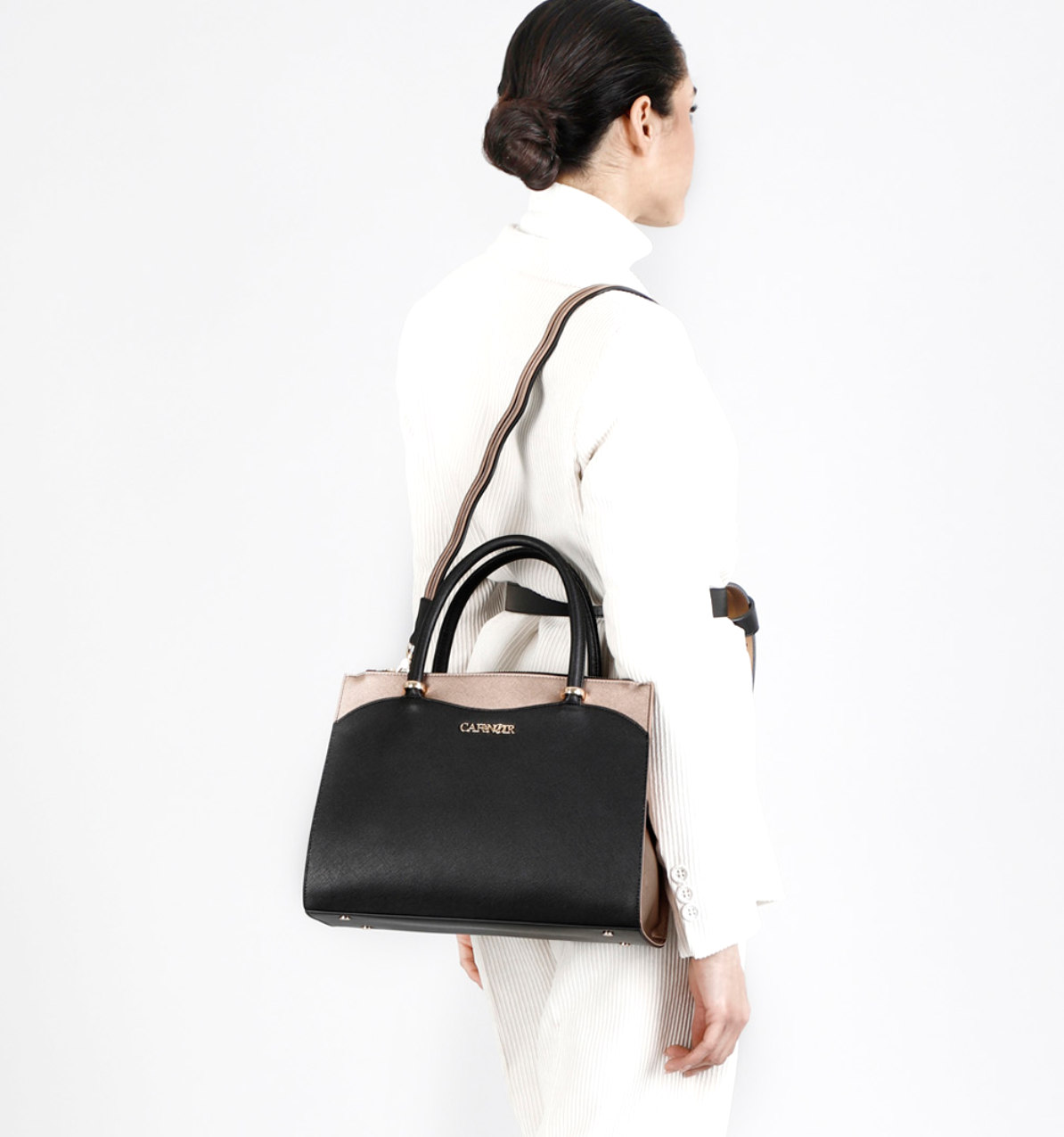 Borsa Bicolor Nero Cipria WA0301 - immagine 2