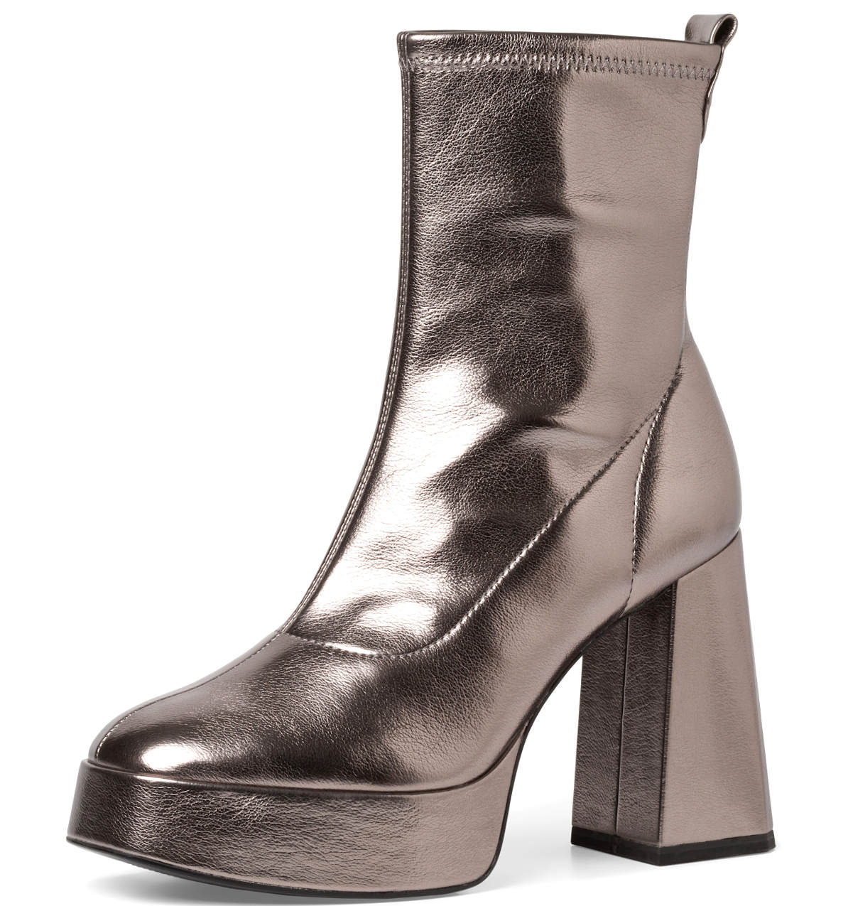 Stivaletto Platform Tacco Alto Grigio Laminato 25324