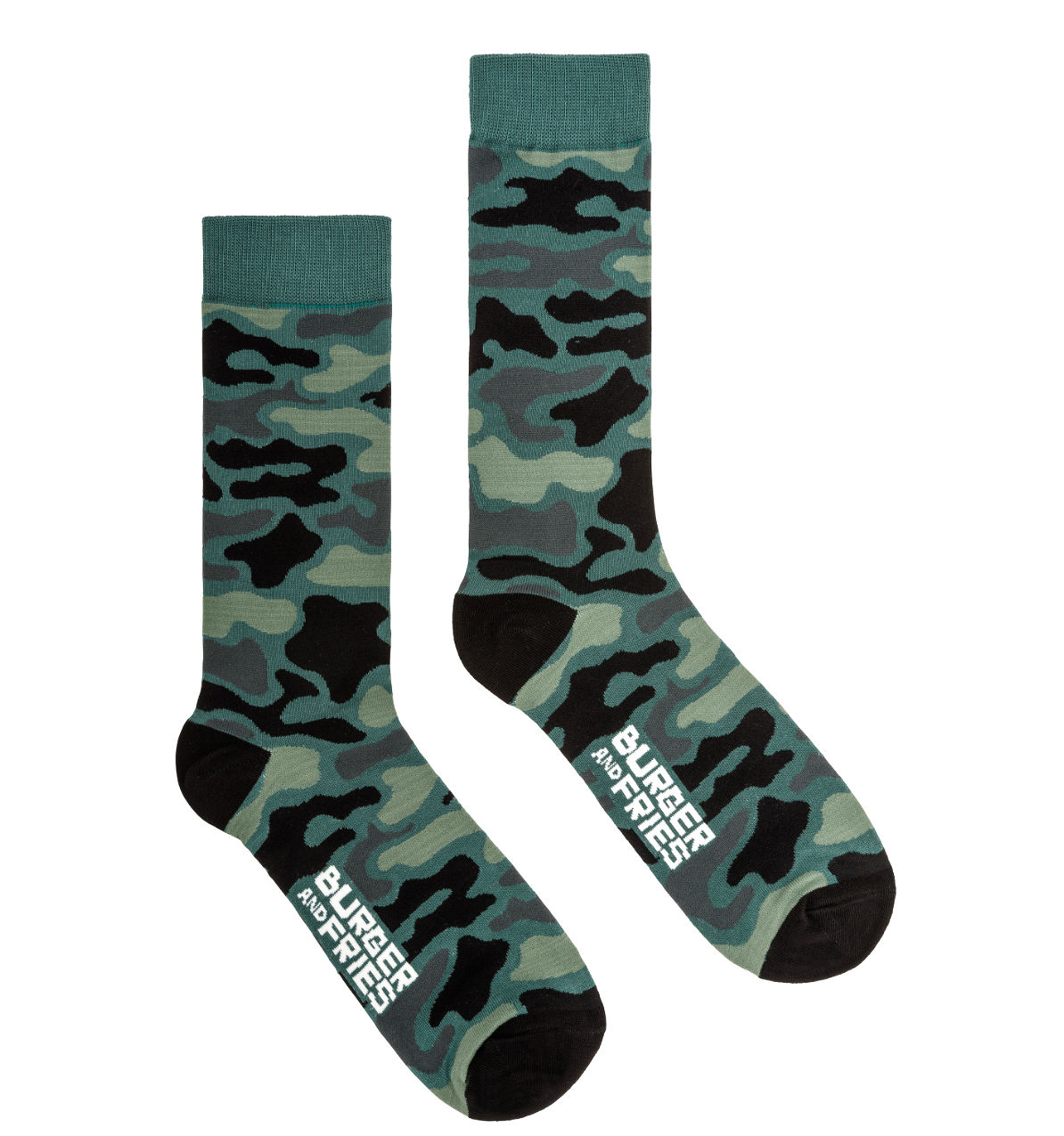 Calze Uomo Burger and Fries Calzini Creativi Colorati Divertenti Articolo Camouflage Socks Tema Militare