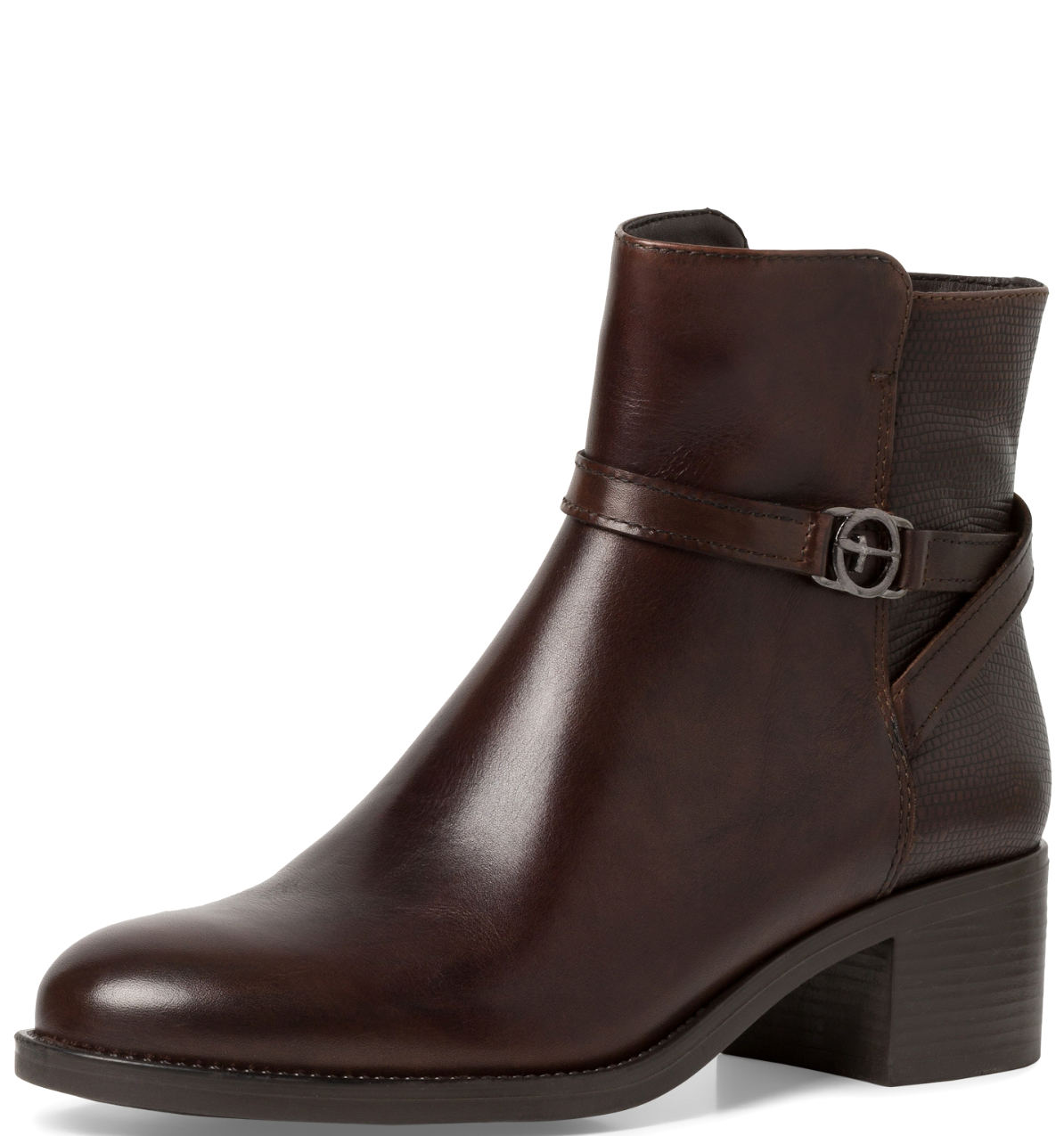 Stivaletto marrone scuro tacco medio 25017