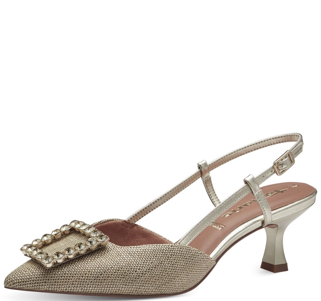 Scarpa Beige Aperta nel Tallone Tacco Medio 29601