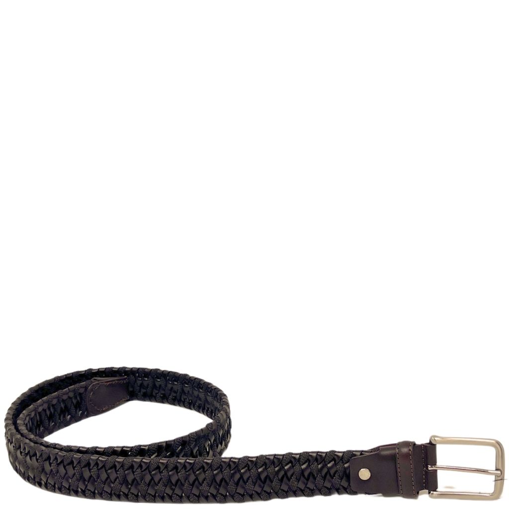 Cintura Uomo Pelle Intrecciata Marrone Scuro CDG004