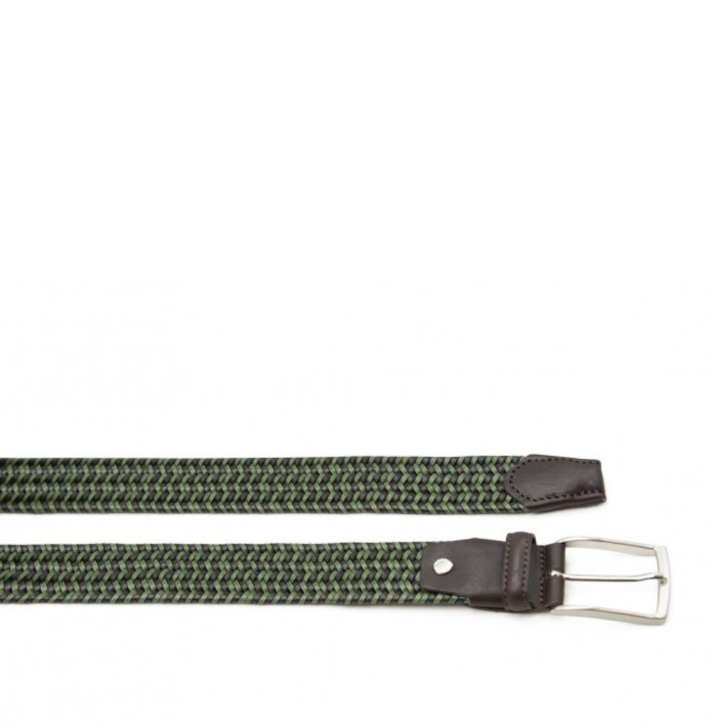 Cintura Uomo Pelle Intrecciata Verde Marrone CDG005 - immagine 2