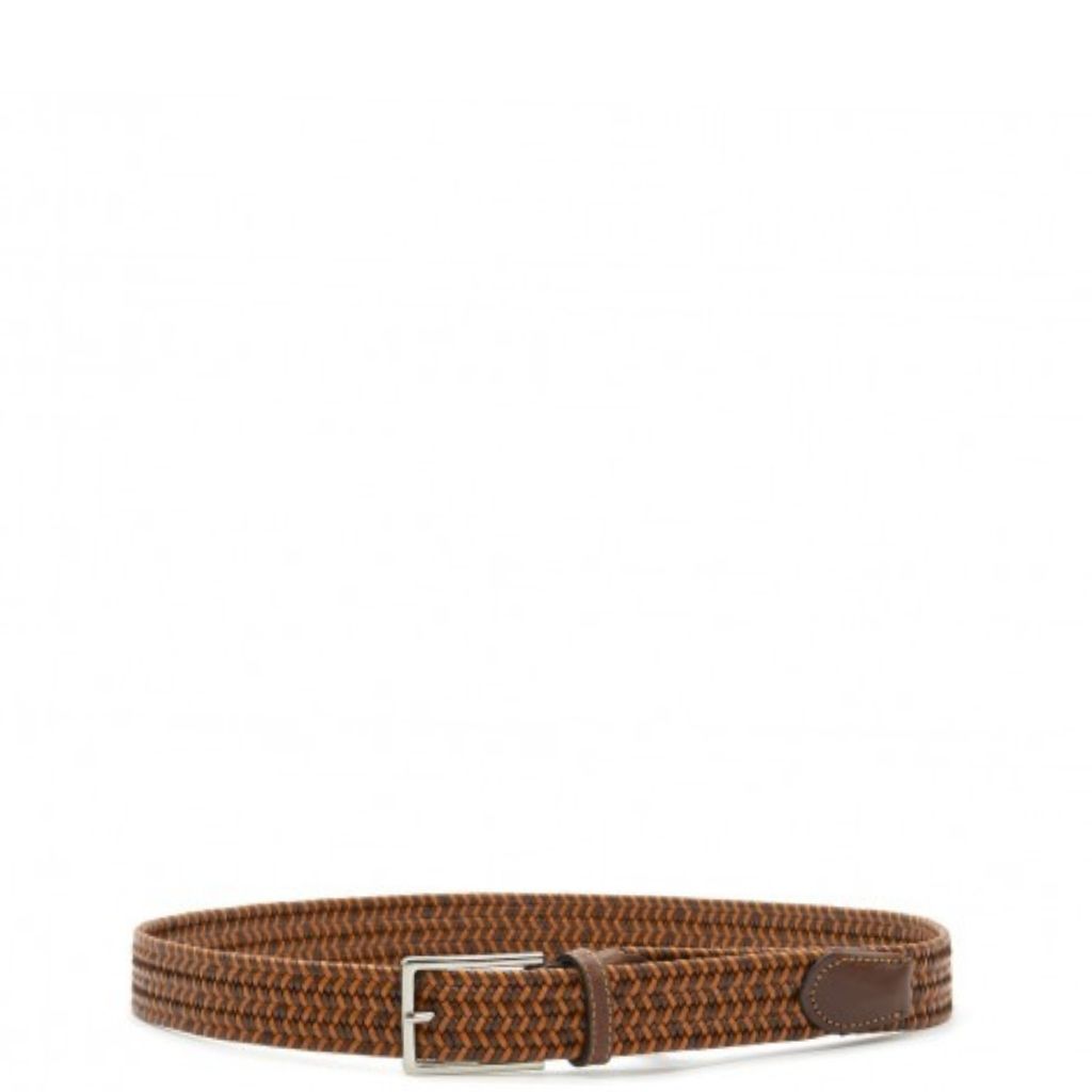 Cintura Uomo Pelle Intrecciata Marrone A2458 - immagine 2
