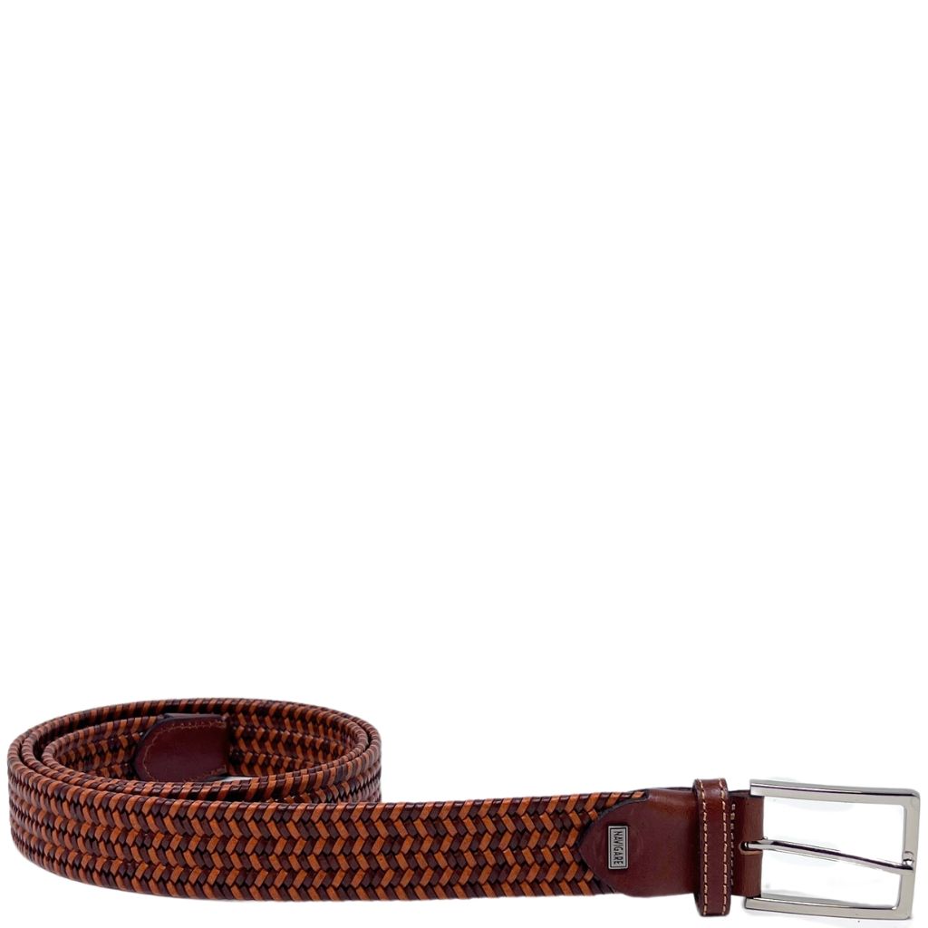 Cintura Uomo Pelle Intrecciata Marrone A2458