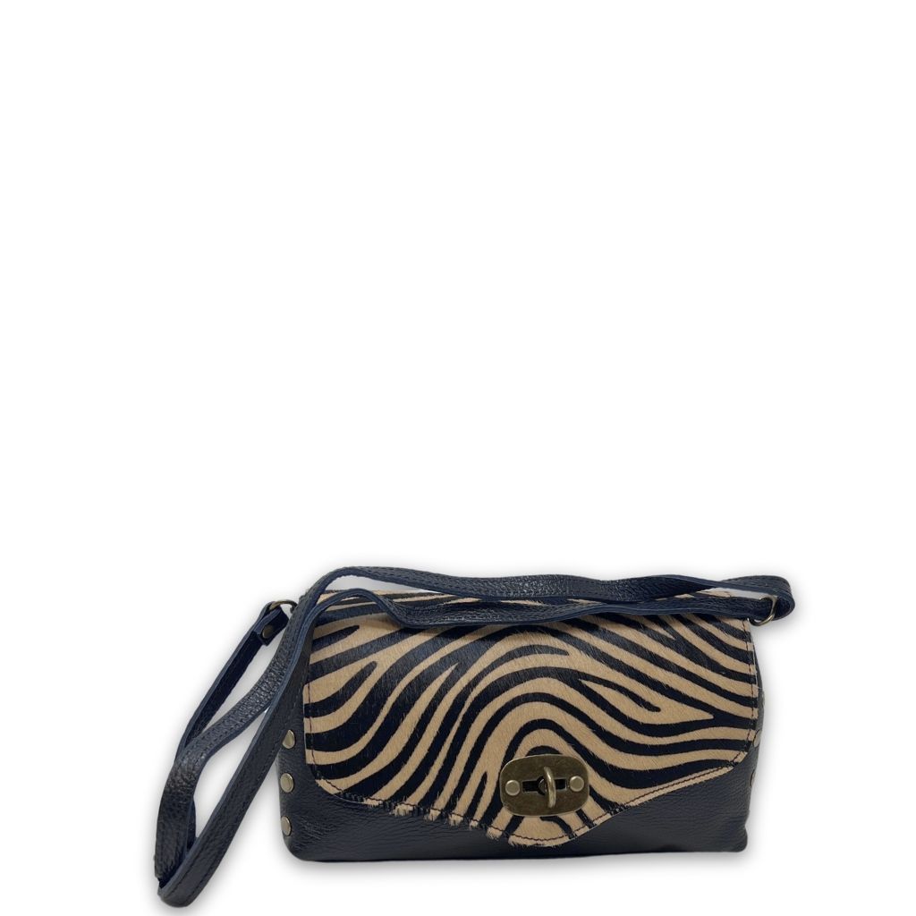 Borsa pelle nera Effetto Zebrato TP1402