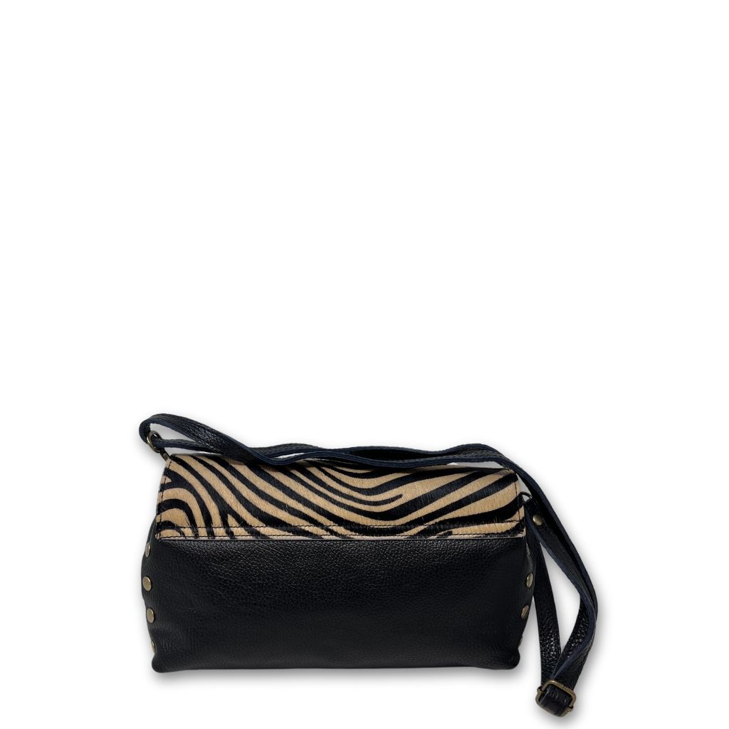 Borsa pelle nera Effetto Zebrato TP1402 - immagine 2
