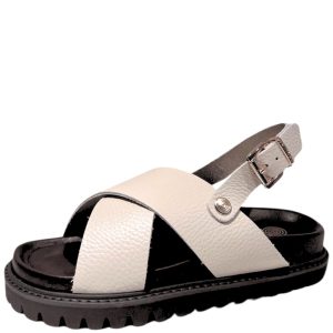 Ciabatta beige zeppa media Melen Genuins
