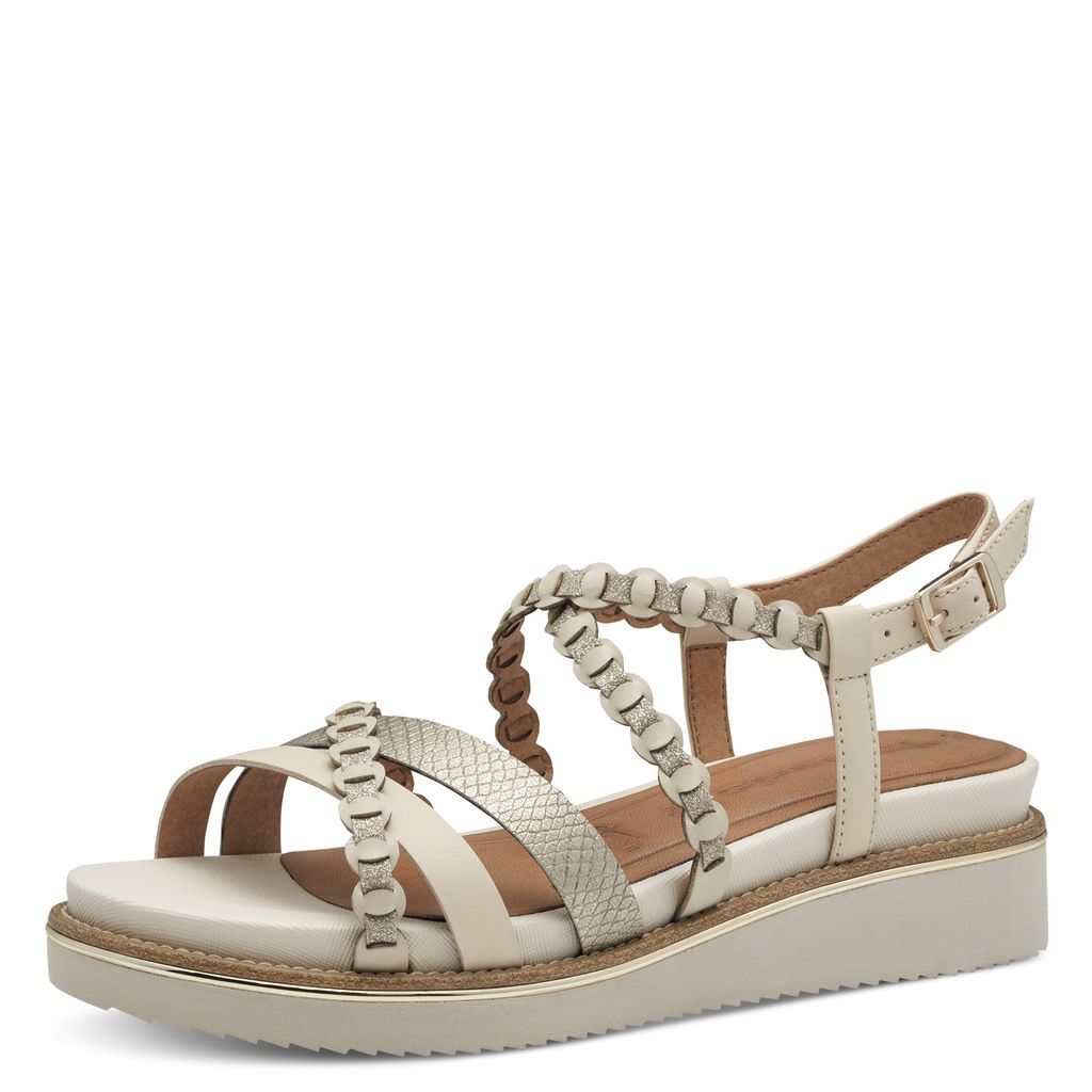 Sandalo Zeppa Media Beige 28207