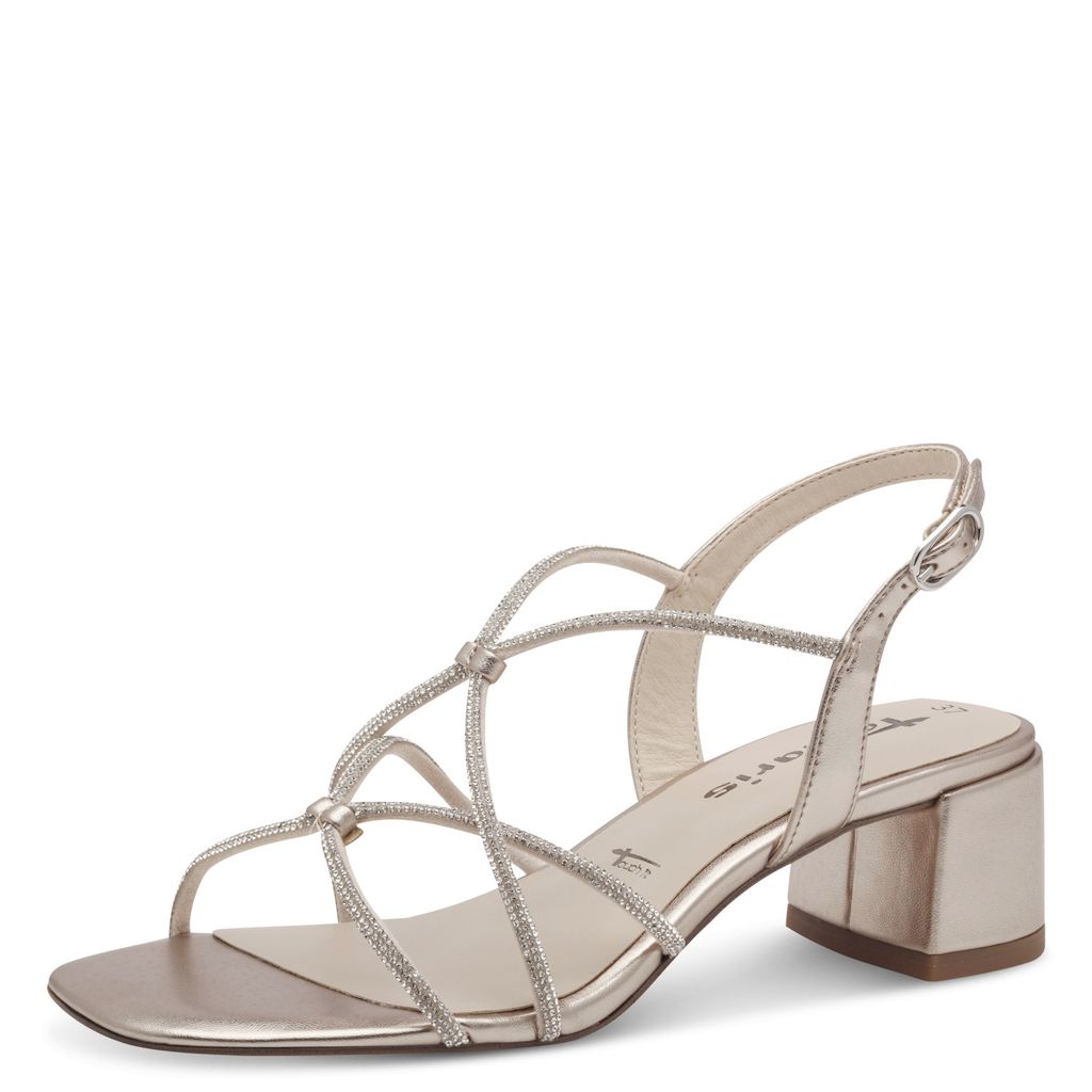 Sandalo Oro Elegante Tacco Medio 28236