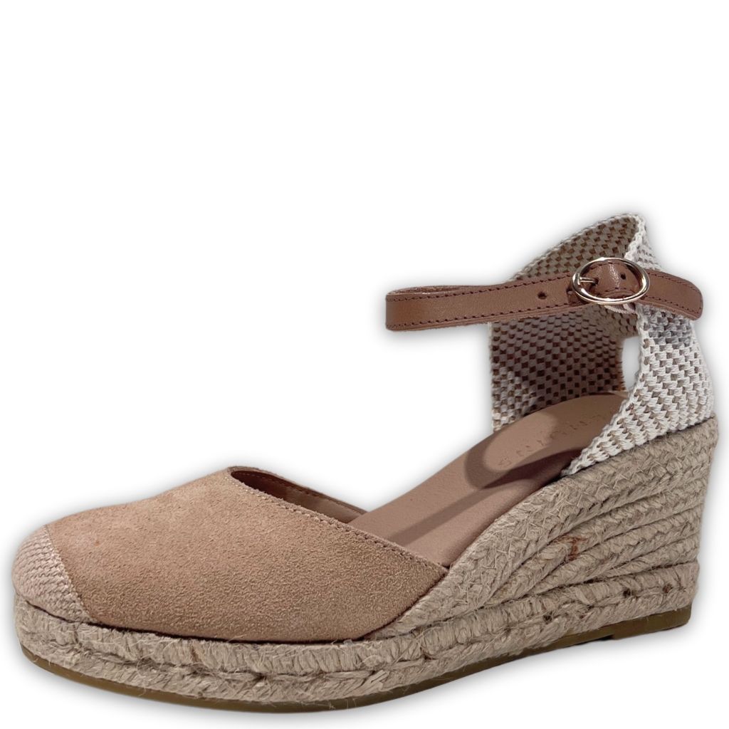 Sandalo zeppa media beige Carina Genuins