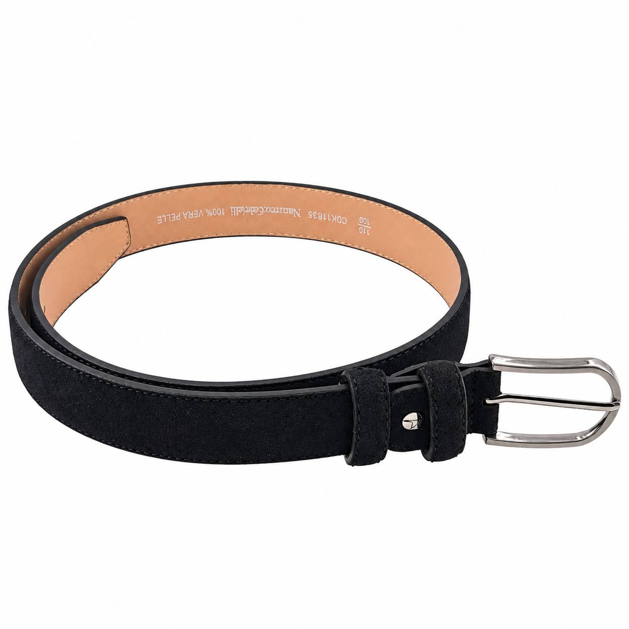Cintura CDK116 Uomo Camoscio nero Altezza 3,5 cm