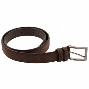 Cintura Uomo Camoscio Marrone Scuro Altezza 3,5 cm